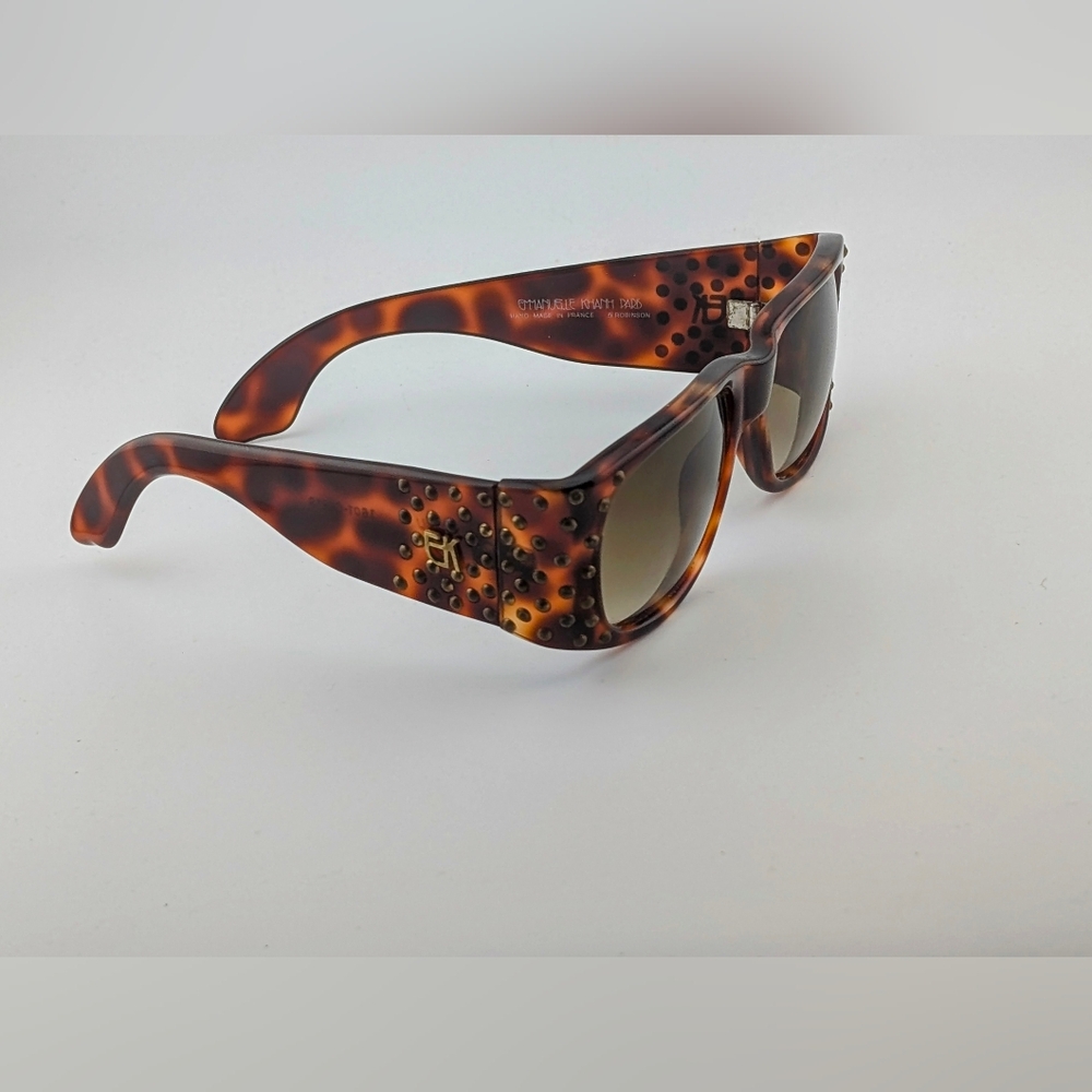 Emmanuelle Khanh Paris 1601-cl-18 Brown Tortoise Shell Frame Bronze Stud Vintage - Picture 2 of 9